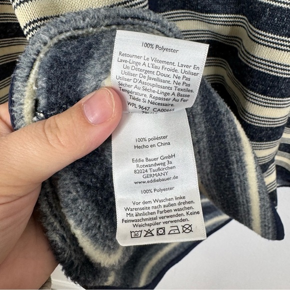 Eddie Bauer Navy Striped Hooded Sweatshirt Size 2xlarge - Picture 5 of 5